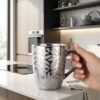 4.1 Elegant Silver Coffee Mug Set – 6-Piece Leaf Pattern Tea & Coffee Cups